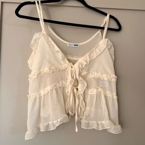 Fashion Nova Ivory Ruffle Camisole